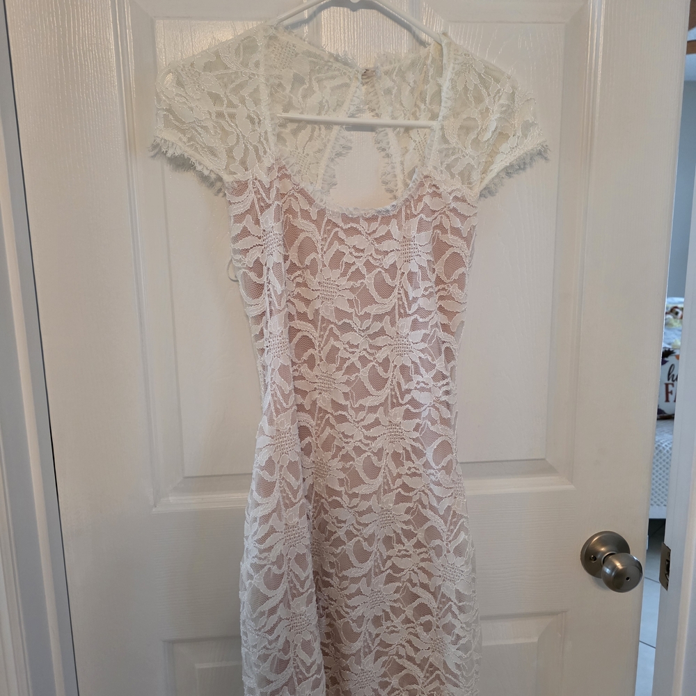 White Lace Overlay Dress